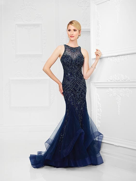Evening Gown Blue with Sequins - Pearl's Bridal